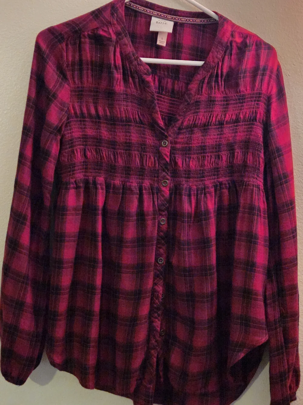 Knox Rose Plaid Blouse in Fuchsia and Black - Picture 1 of 4